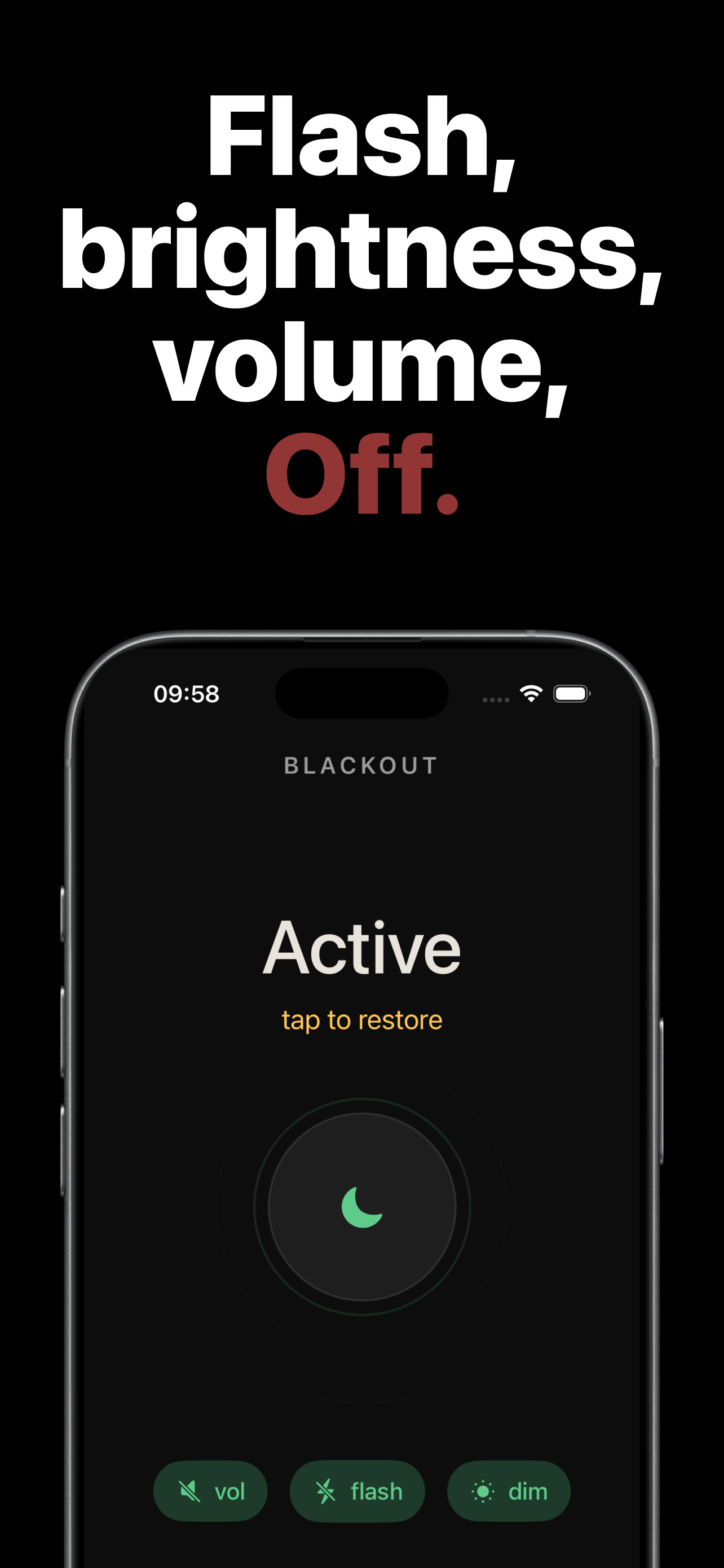 Blackout app active