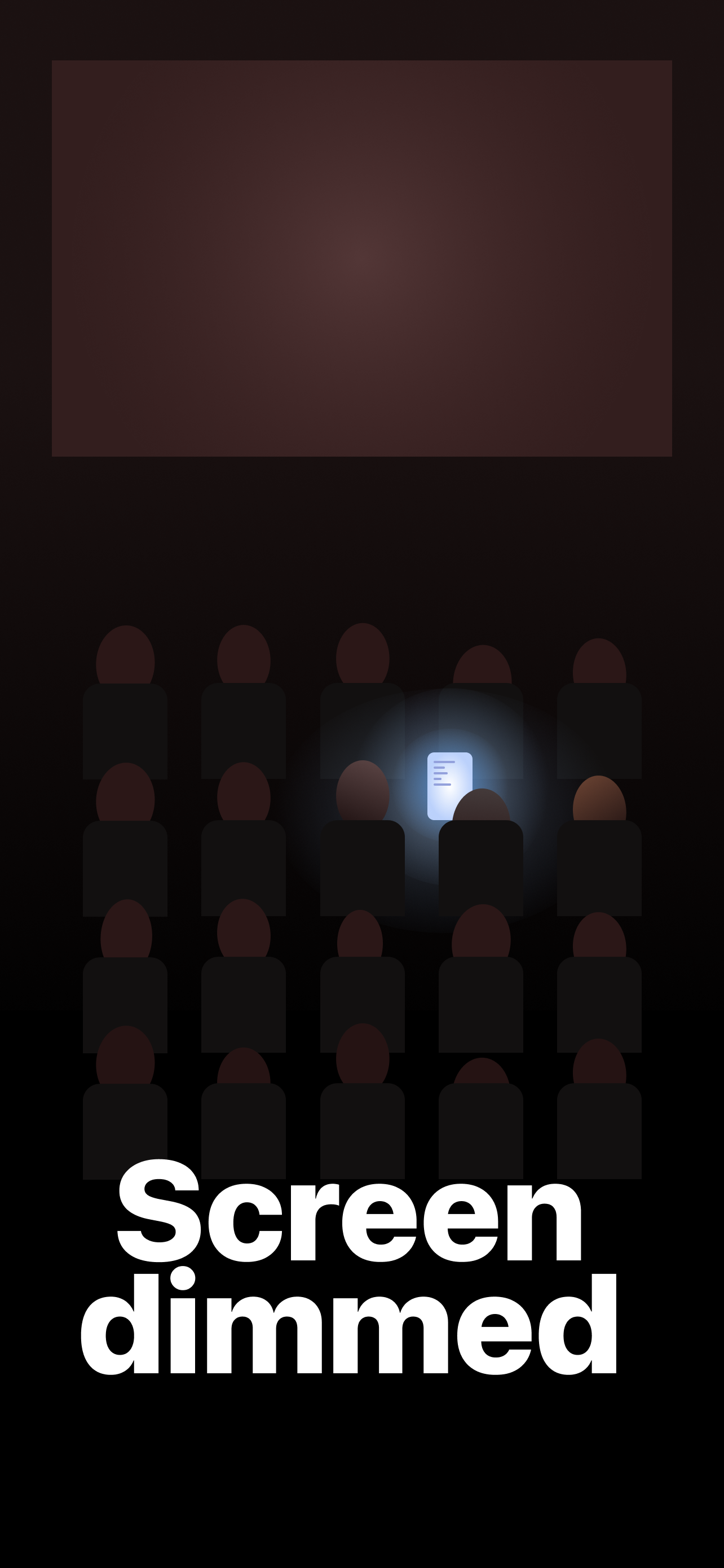 Screen dimmed in cinema